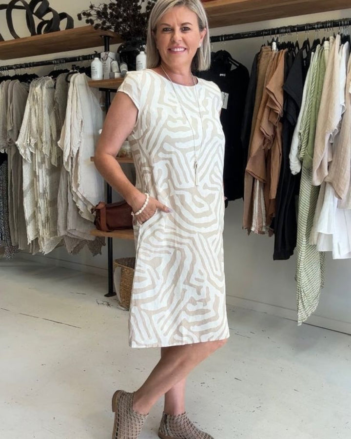 Viona™ summer dress with print and round neckline