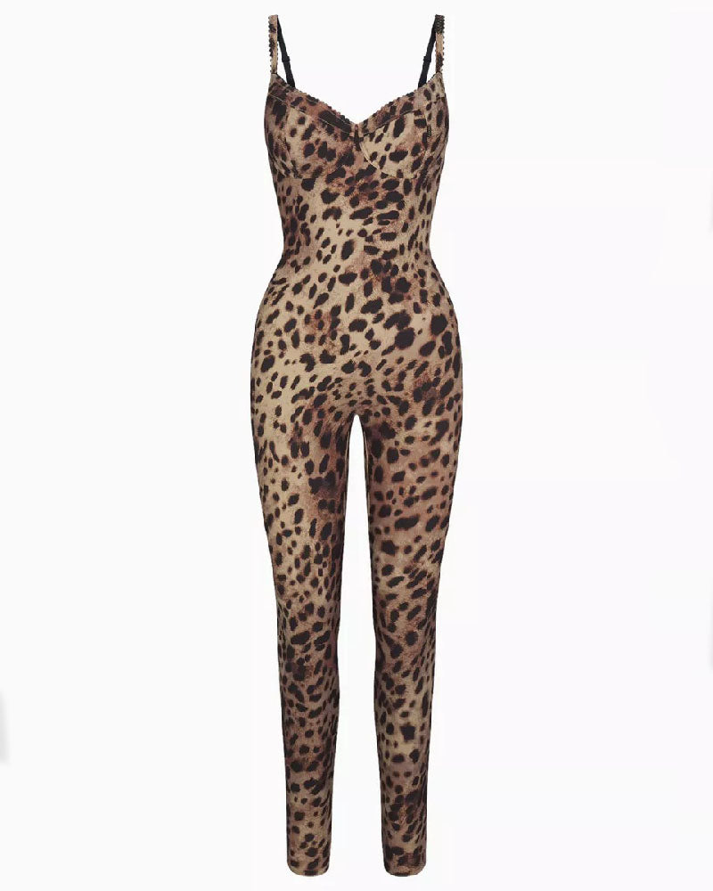 Mia™ Fashionable Sleeveless Leopard Jumpsuit