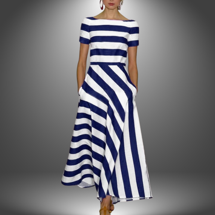 Franka™ – Striped Maxi Dress with Elegant Style