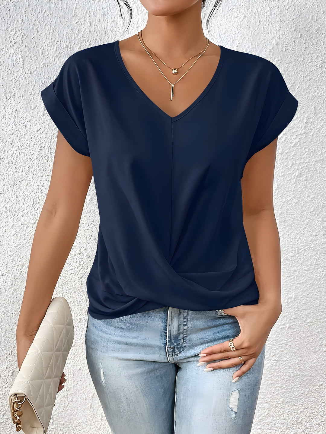 Valeria™ V-neck Shirt with Lace Accent