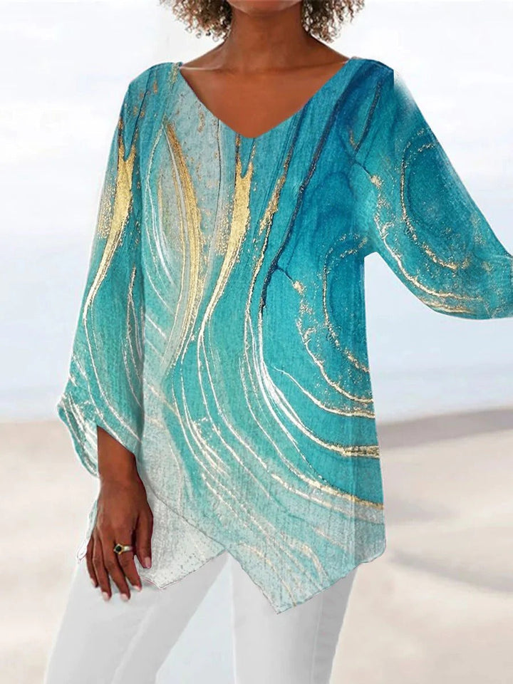 Turiel™ Asymmetrical V-Neck Blouse