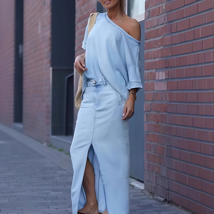 Azura™ shoulder top with maxi skirt