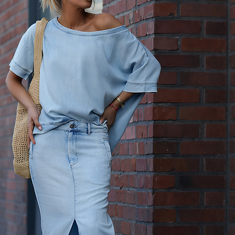 Azura™ shoulder top with maxi skirt