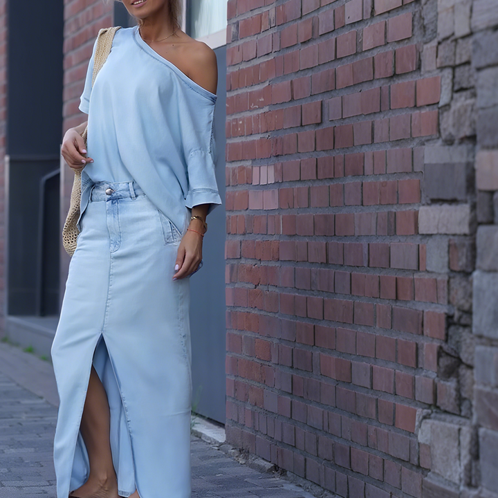 Azura™ shoulder top with maxi skirt