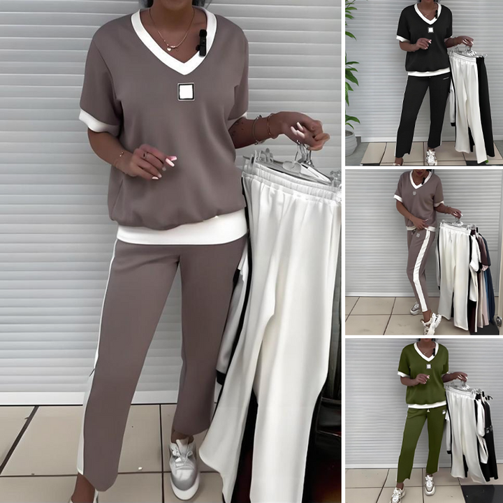 Cireya™ two-piece set with V-neck top