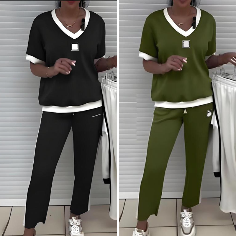 Cireya™ two-piece set with V-neck top