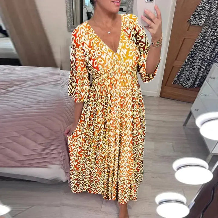 Darya™ dress with print and V-neckline