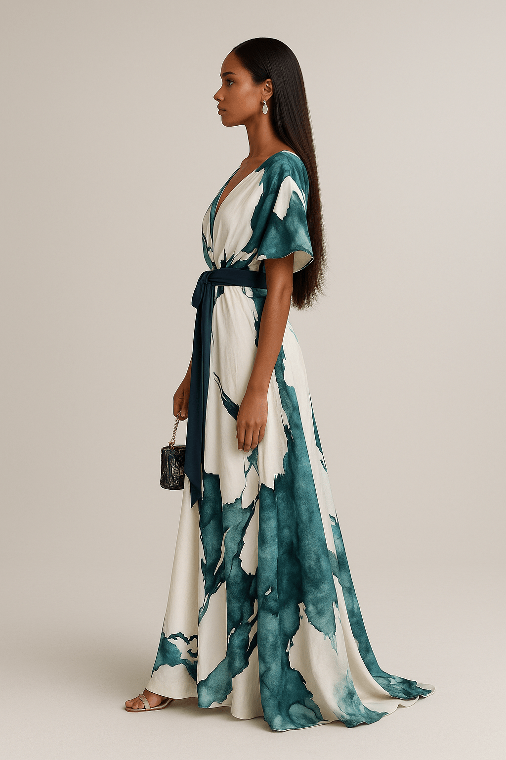 Elvano™ maxi dress with watercolor pattern