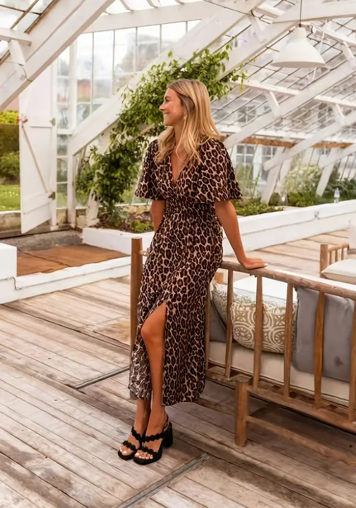 Kiara™ maxi dress with leopard print