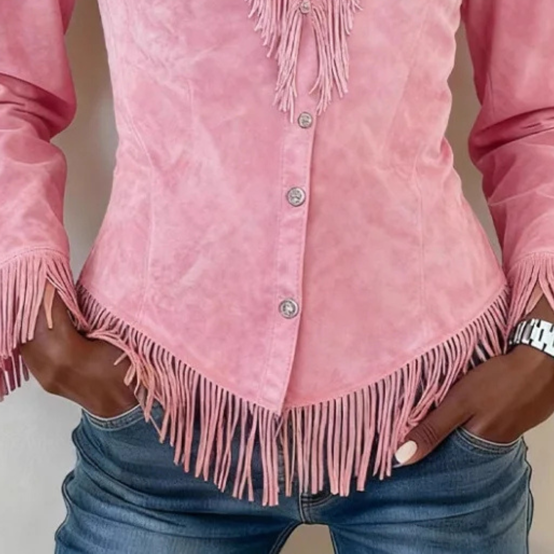 Solvra™ Fringe Button Blouse
