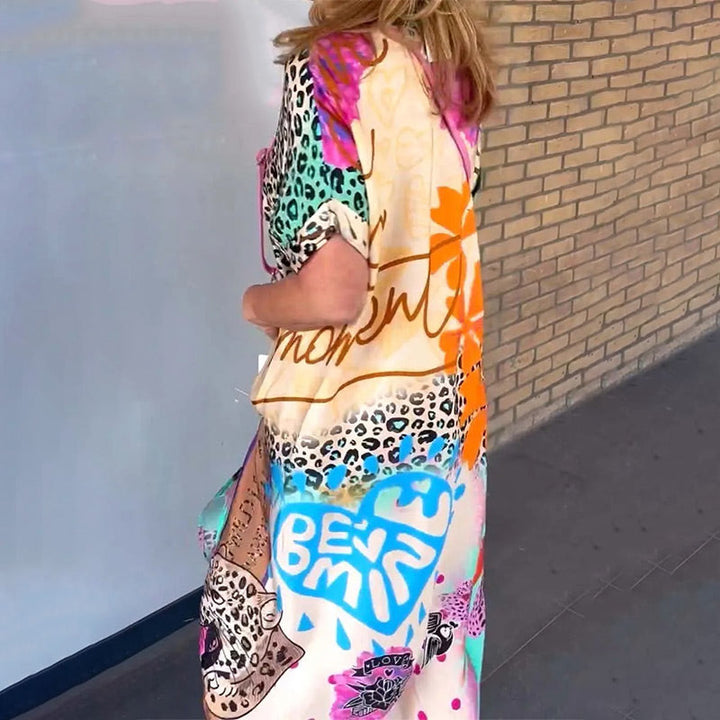 Lena™ Short Women's Dress with Casual Leopard Pattern