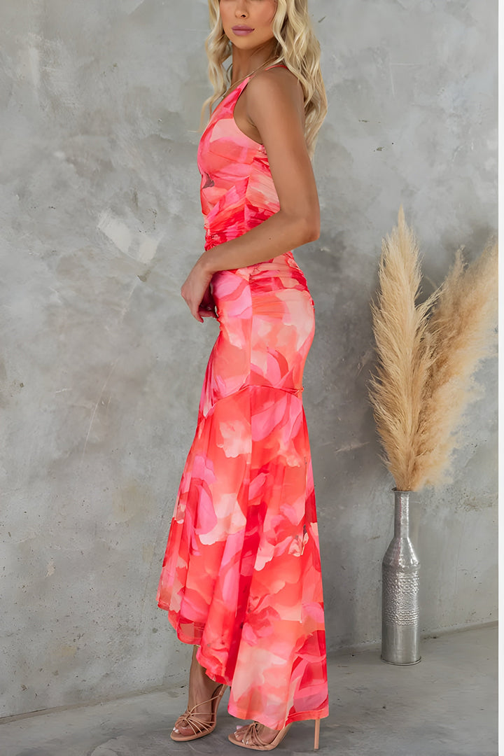 Lorena™ Long Dress with Watercolor Pattern