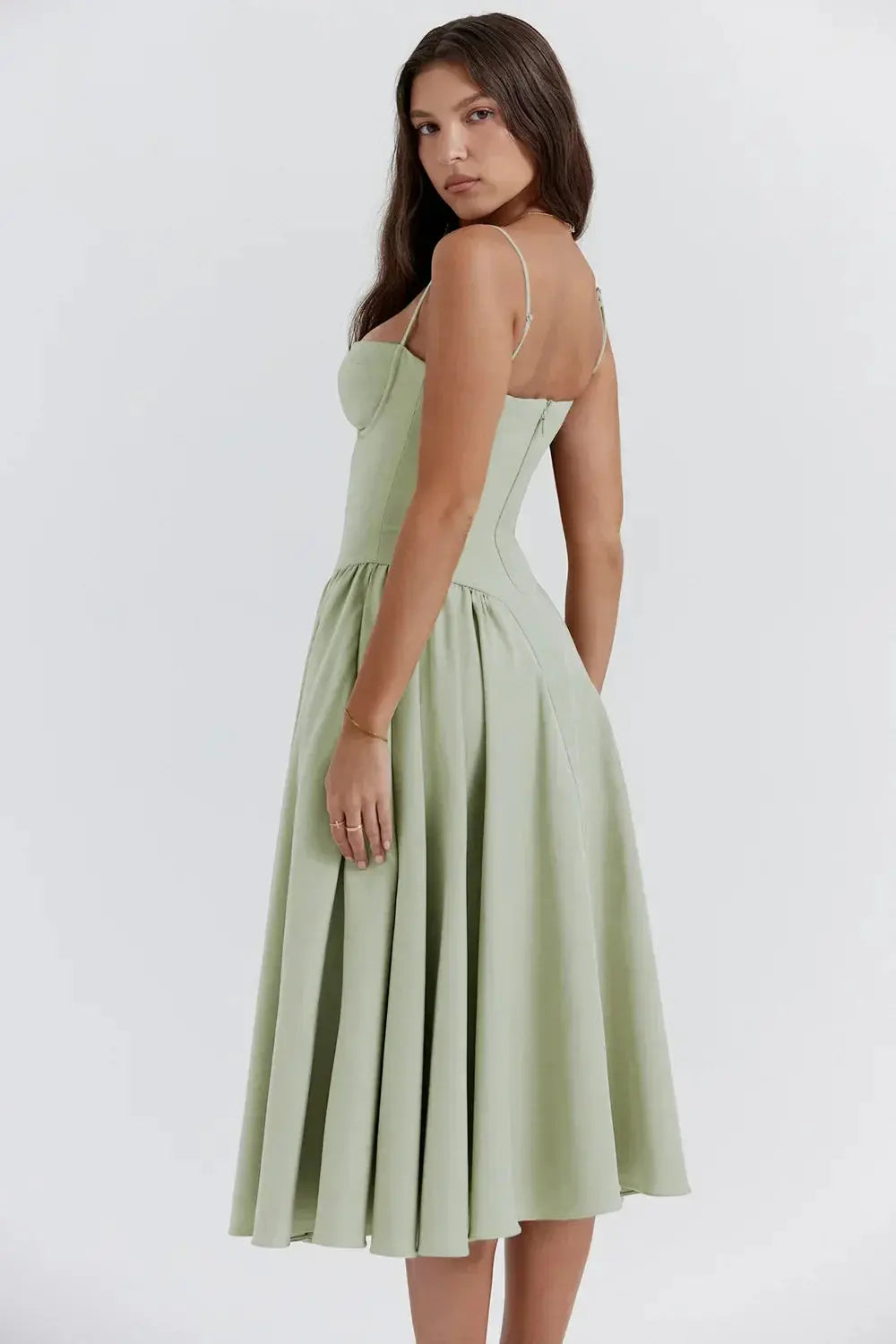 Melis™ Corset Midi Dress Sleeveless