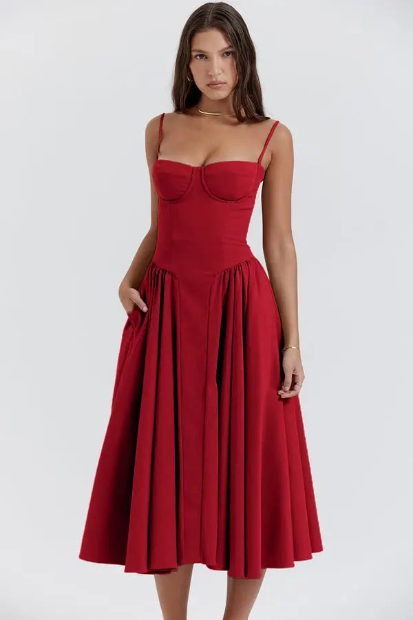 Melis™ Corset Midi Dress Sleeveless