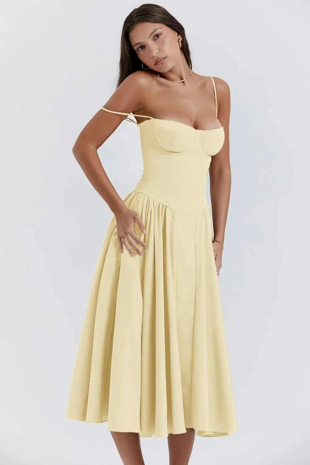 Melis™ Corset Midi Dress Sleeveless