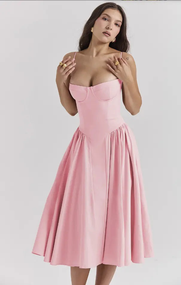Melis™ Corset Midi Dress Sleeveless