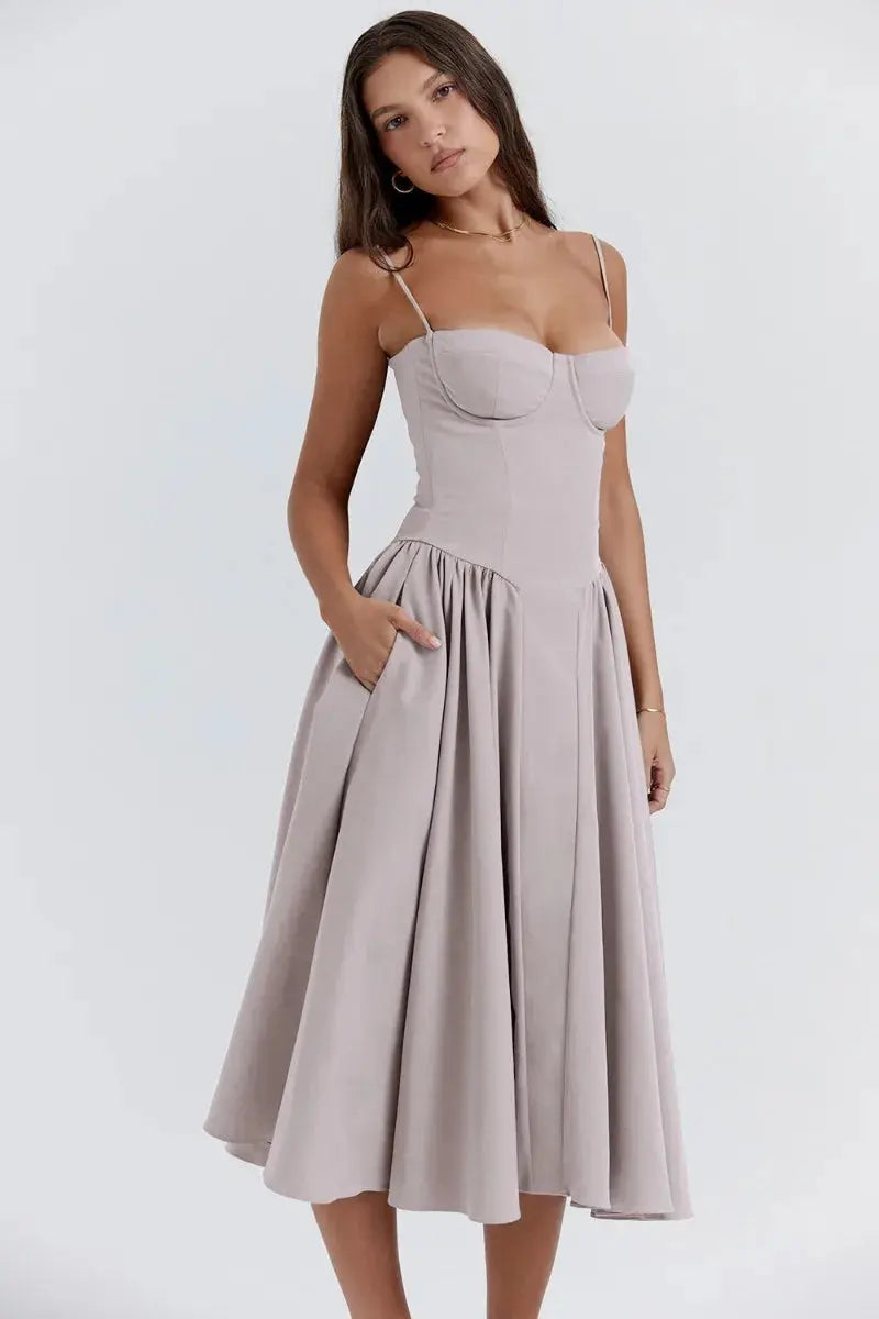 Melis™ Corset Midi Dress Sleeveless