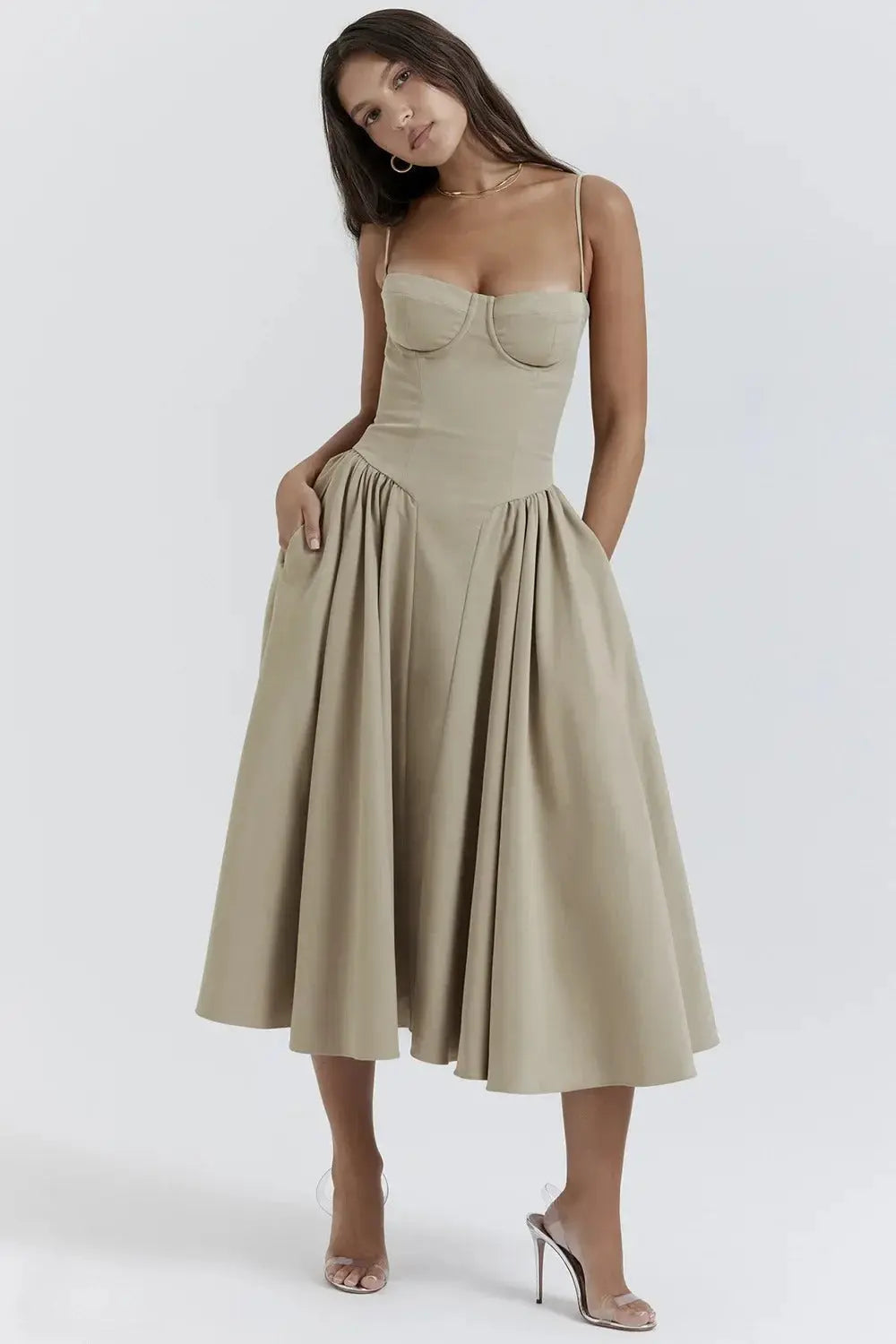 Melis™ Corset Midi Dress Sleeveless