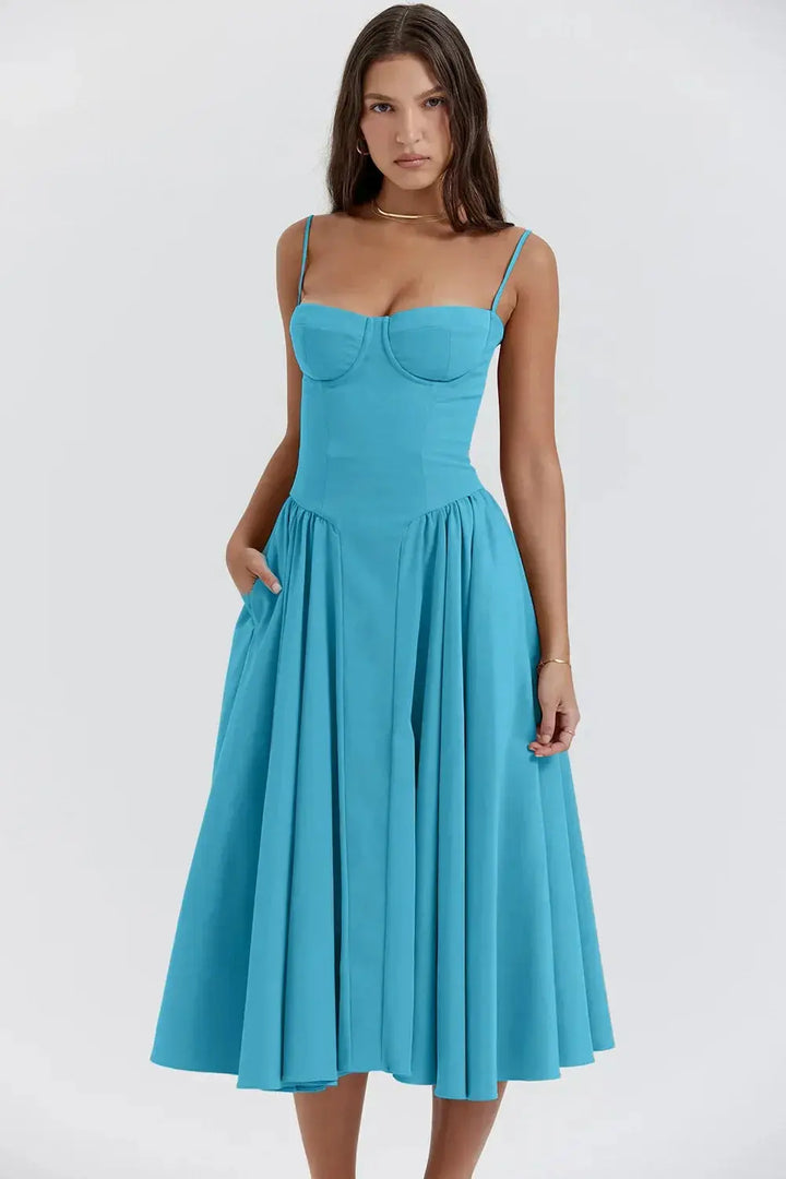 Melis™ Corset Midi Dress Sleeveless
