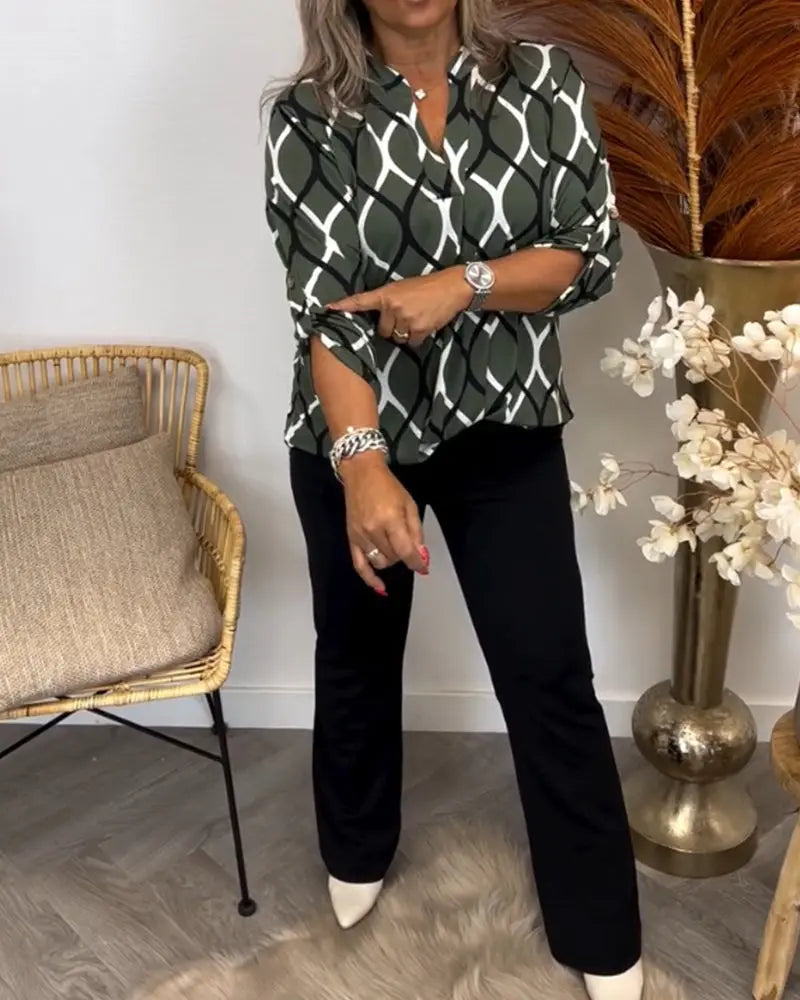 Melua™ Casual blouse with elegant pattern