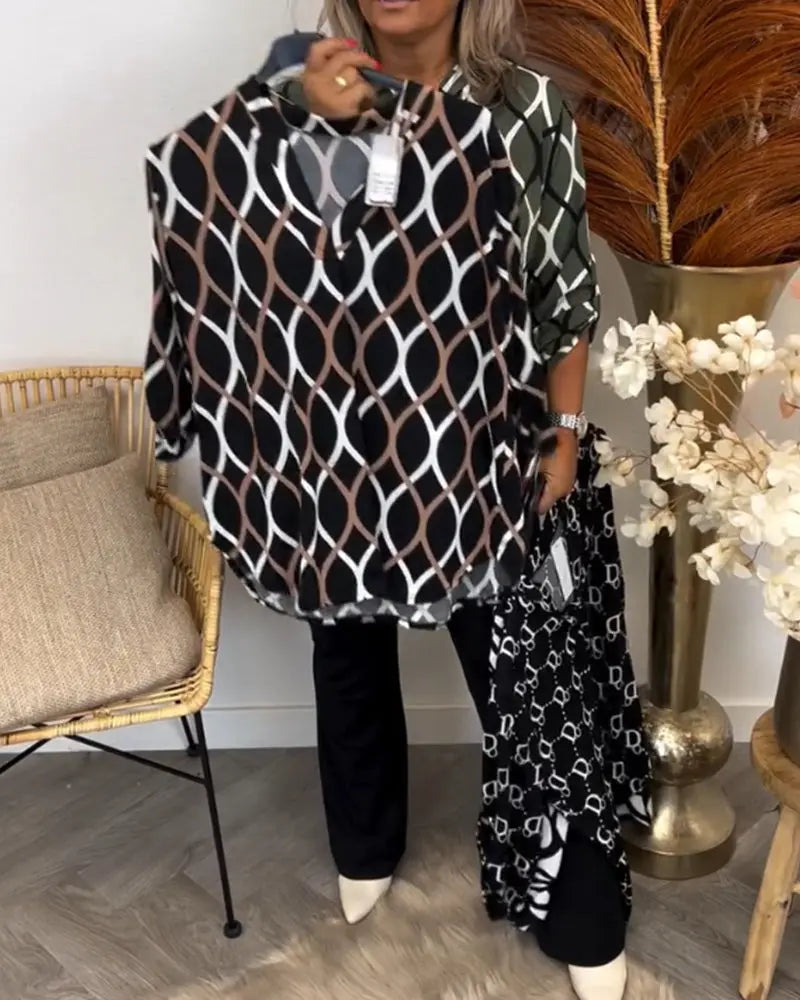 Melua™ Casual blouse with elegant pattern