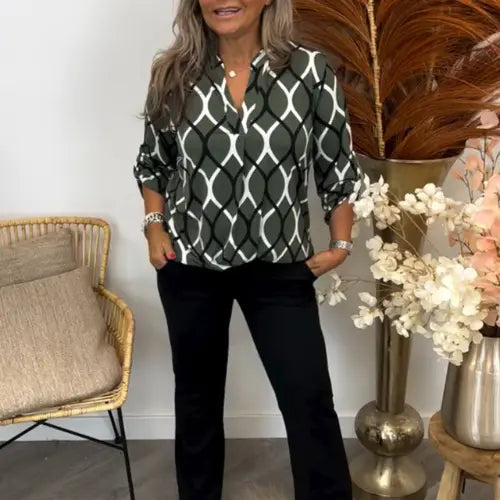 Melua™ Casual blouse with elegant pattern