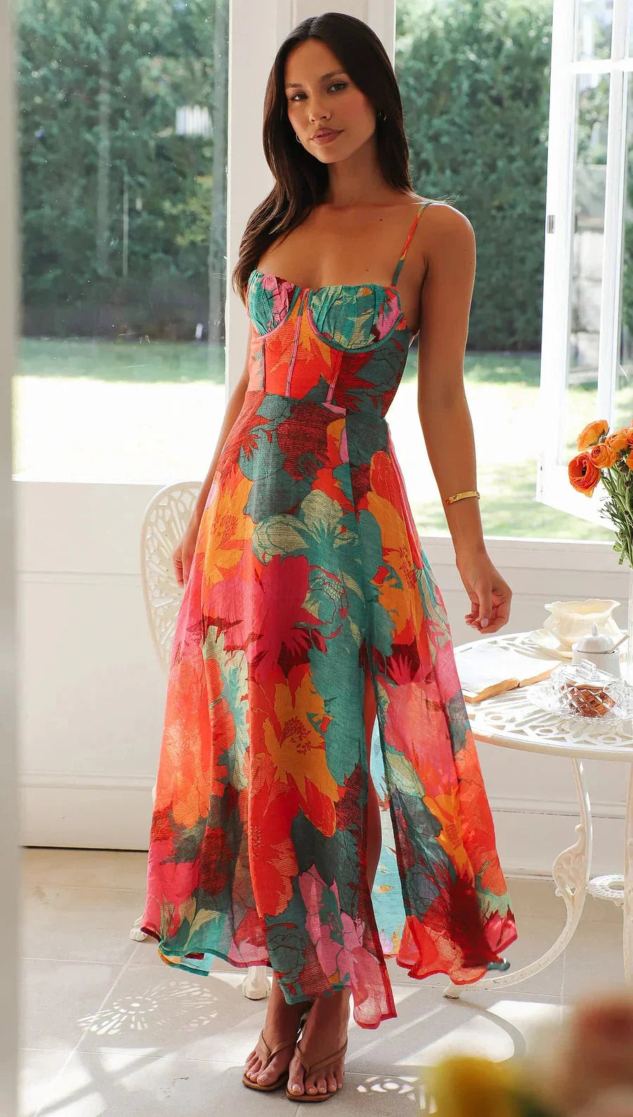 Selara™ dress with straps and floral print