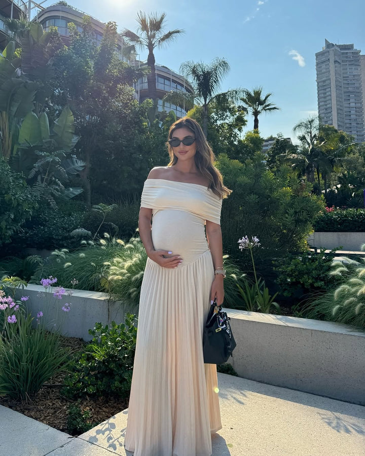 Selvianne™ Maternity Dress Maxi with Pleats