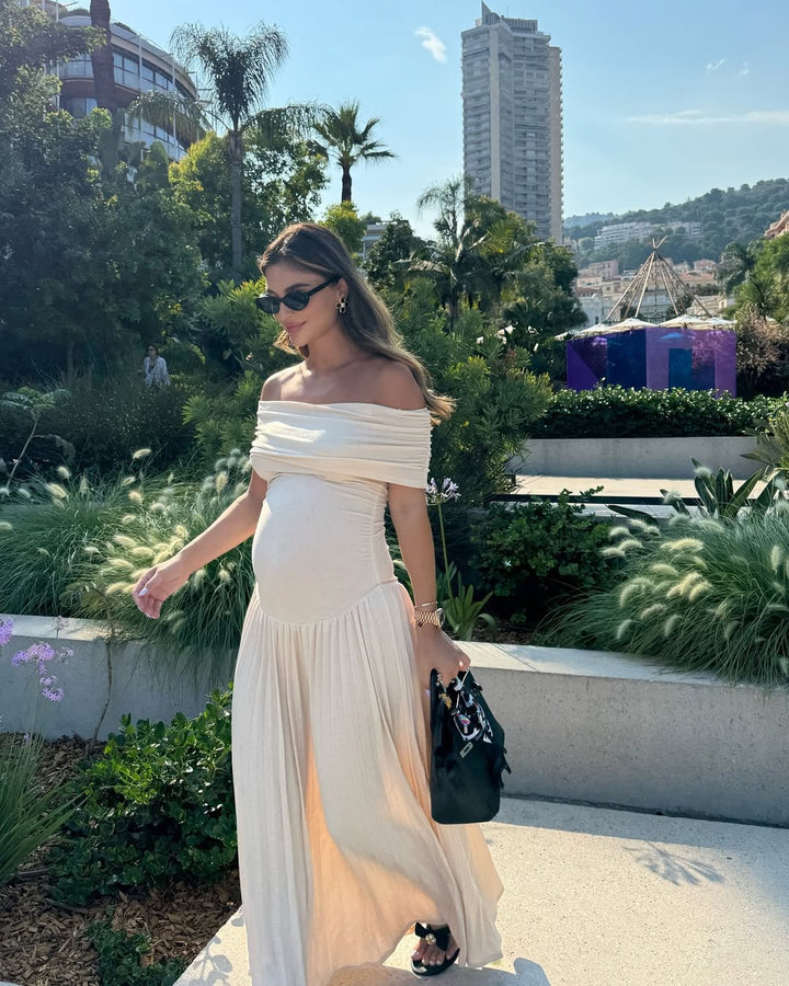 Selvianne™ Maternity Dress Maxi with Pleats