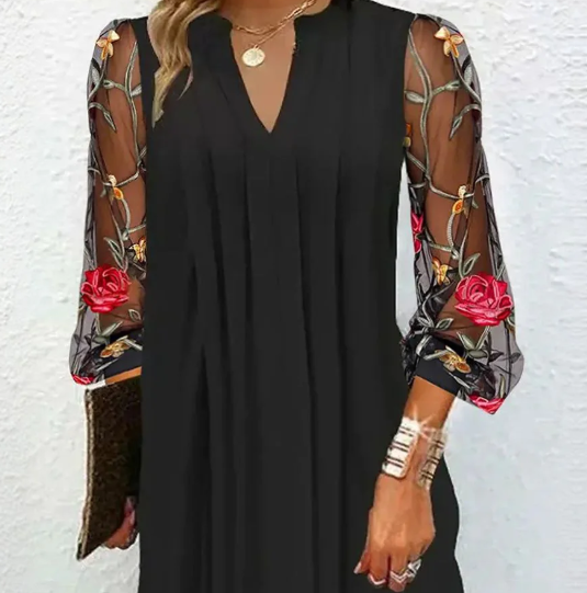 Yvaine™ V-neck minidress with transparent sleeves