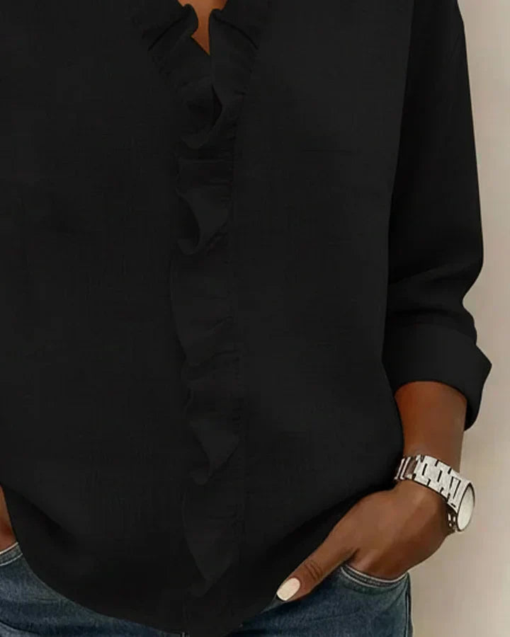 Indira™ Ruffle V-Neck Blouse