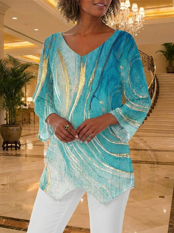 Turiel™ Asymmetrical V-Neck Blouse